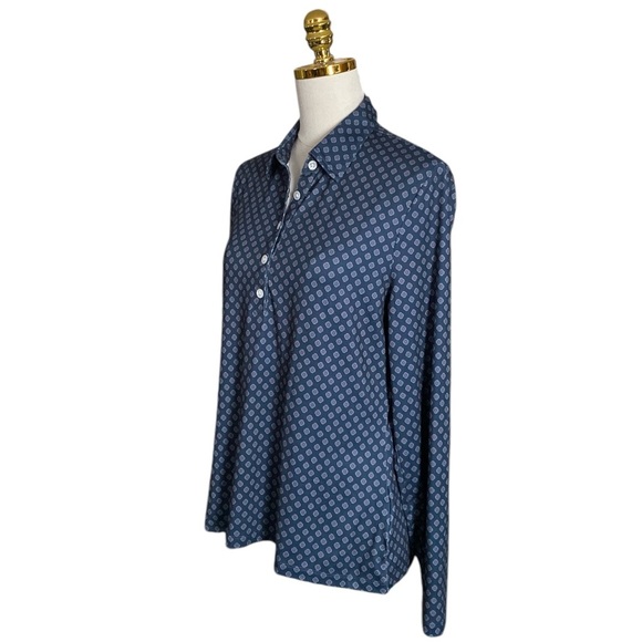 BROOK BROTHERS Women’s Blue Multi Stretch Jersey Polo in Seasonal Print Size L - Picture 6 of 10